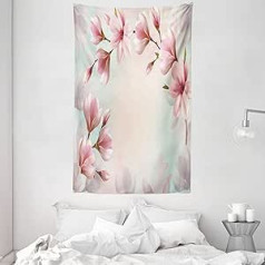 ABAKUHAUS Magnolia Tapestry and Bedspread, Double Exposure Effect Made of Soft Microfibre Fabric, Washable without Fade, Digital Print, 140 x 230 cm, Dark Coral