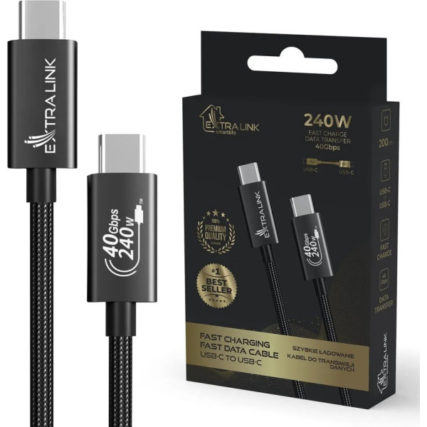 smart life usb no C tipa līdz C tipa kabelim | usb-c kabelis | 240w, 40gbps, 200cm