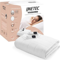 Imetec Scaldasonno Adapto Maxi Double Fitted Thermal Underblanket 195 x 165 cm Ātrā sildīšana Personalizēta temperatūra 100% stepēta kokvilna Percale Dubultā kontrole 6 temperatūras režīmi