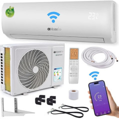 HOMELUX Split gaisa kondicionēšanas komplekts ar WiFi / lietotnes funkciju Gaisa kondicionieris - dzesēšana A++ / sildīšana A+ (2600 W), 12000 BTU/h - aukstuma aģents R32, tālvadības pults, taimera funkcija - ar komplektāciju