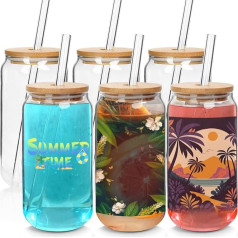 ANOTION Sublimation Tumblers - 530 ml DIY Sublimation Blanks Stikla krūzes ar vāciņiem un salmiņiem Sublimation Cups Clear Tumblers Sublimation Cups Sublimation Coffee Cups High Borosilicate