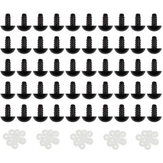 Iepakojumā 50 15 mm melnas plastmasas drošības acis ar paplāksnītēm Lelles acis Piral DIY amatniecības acis Šūšanas amatniecības piederumi lelles lācītim Teddy Bear lelles dzīvnieku piegādātājs