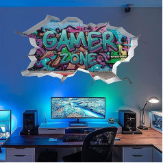 TOARTi 3D spēļu aksesuāri zēnu istabai, Gamer Zone sienas uzlīmes, Playstation tapetes, Fotnite sienas mākslas plakāts Xbox guļamistabas rotājumiem, Vidoe spēļu grafiti uzlīmes, sienas uzlīmes