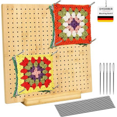 Granny Square Spriegotājs, bloķēšanas dēlis tamborēšanai, bloķēšanas dēlis tamborēšanai un 20 nerūsējošā tērauda fiksēta nūjiņa, spriegotāja dēlis, Granny Squares, tamborēšanas bloķēšanas dēlis adīšanas un tamborēšanas pro