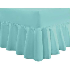 Divine Textiles LUXURY EXTRA DEEP RUFFLE FITTED SHEET 4FT SMALL DOUBLE DUCK EGG BLUE