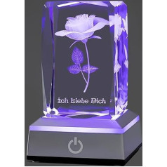 YANFEYHA 3D Rose Crystal Multicoloured Night Light, I Love You Decorative Lamp, Perfect Valentine's Day Gift Ideas for My Girlfriend, Wife, Mum, Christmas Day, Anniversary, Birthday Gifts for Her