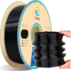 YOUSU TPU filaments 1,75 mm, 95A TPU elastīgs, TPU melns 3D printera filaments, 1 kg spole vakuuma iepakojumā