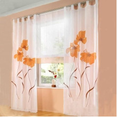 Simpvale 2 gabalu aizkari Printed Flowers aizkars dzīvojamā istaba guļamistaba Tab Top aizkars 150 cm platums