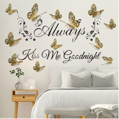 Runtoo Wall Tattoo Butterfly 3D Wall Sticker Quotes Sayings Romantic Wall Sticker Bedroom Family Living Room Wall Decoration