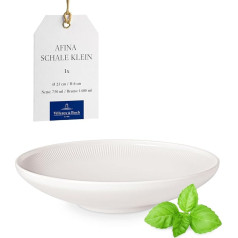 Villeroy & Boch Afina bļoda no augstākās kvalitātes porcelāna, vidēja izmēra, paredzēta salātiem un makaroniem, ražota Vācijā, var mazgāt trauku mazgājamā mašīnā un mikroviļņu krāsnī, saliekama kaudzē, balta krāsā