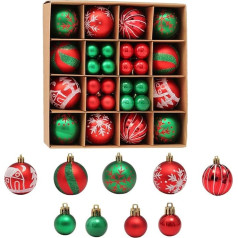 Sonwaha 44 gabali Plastmasas Ziemassvētku Baubles Zaļi sarkani Ziemassvētku eglīte Baubles Plastmasas Ziemassvētku eglīte Baubles Ziemassvētku eglīte Baubles Ziemassvētku eglītes rotājumi Ziemassvētku eglītes rotājumi (3 cm + 6 cm)