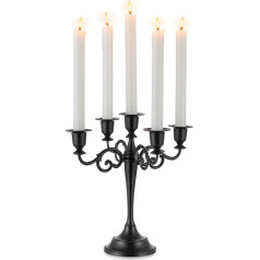 Sziqiqi Candle Holder for Taper Candles Halloween, Candelabra Candle Holder 5-Arm Candle Holder for Cone Candles for Wedding Table Centrepieces Christmas Coat Decor, Black