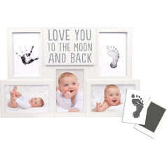 Pearhead Love You to the Moon and Back Collage Baby Frame, dzimumu ziņā neitrāls bērnuistabas dekors jaunajiem un topošajiem vecākiem, Baby Keepsake Frame, balts, Love You to the Moon Frame