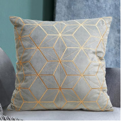 STARVEL HOME Samta spilvena pārvalks spilvens Zelta izšuvumi Modern Soft Decorative Cushion Cover Dekoratīvs spilvens Samta spilvens Dīvāna spilvens dzīvojamai istabai Guļamistaba Dīvāna spilvens Couch Bed 45 x 45 cm Grey