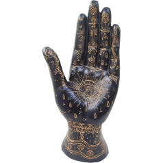 Palmistry Resin Hand Statue Reading Old Mystical Palm Tree with Lines and Symbols Sculpture for Palm Reader (Black)