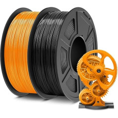 SUNLU ABS 3D 3D printera pavediens, augstas karstumizturības un izturīgs 3D printera pavediens, 1,75 mm ABS 3D pavediens, izmēru precizitāte +/- 0,02 mm, 0,9 kg spole, 2 iepakojumi, melns + oranžs