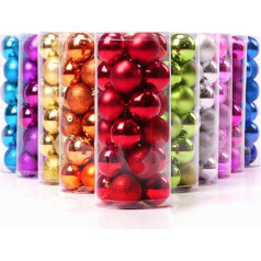 Keysui 24 Ziemassvētku Baubles Iridescent Shiny Glitter Matt Ziemassvētku eglīšu rotājumi līdz 6 cm Diametrs eglīšu rotājumi Ziemassvētku rotājumi Piekaramais sudraba krāsā