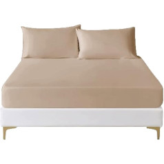 funky sīkrīkus 100% EGIPTIJAS TĀNA 30CM DEEP FITTED SHEET KING SIZE BEDDING SET NO PILLOW CASES SHRINK OR FADE BEIGE