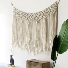 Boho makrame sienas piekaramais, ar rokām austs makrame fons modernas lauku mājas, guļamistabas, bērnistabas, kāzu, ballīšu sienas dekorēšanai (40 x 20 collas)