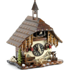 Eble Cuckoo Clock Real Wood Battery Operated Quartz Movement Cuckoo Call Table Clock Black Forest House 28 cm 22307