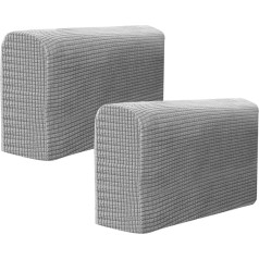 BESPORTBLE Krēsla roku aizsargi Dīvāna roku balsta pārvalks Stretch Armchair Slipcover Protector Elastīga mājas biroja atpūtas dīvāns Loveseat Protective Cloth 2 gabali (gaiši pelēks)