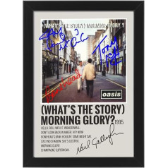 Oasis What's the Story) Morning Glory? Album Song Cover Signed Poster - Autographed Print Fan Merchandise Gift Wall Art Decor Collectable Memoribilia (A3 Framed)