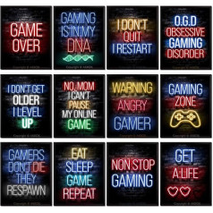 AKBOK 12 Pieces Video Game Posters Neon Gaming Poster Game Theme Art Poster Print Wall Decoration for Teens Boys Girls Bedroom Playroom 8x10 Inch Unframed