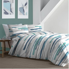 Fusion Jūras svītrains segas pārvalks (140 x 200 cm), vienvietīgs (140 x 200 cm) Clifton Collection Modern Blue Duvet Cover Grey Teal Stripe