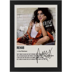 Amy Winehouse parakstīts Rehab albuma vāka parakstīts Print Display Limited Edition Music Collectible A4 (30x21cm)