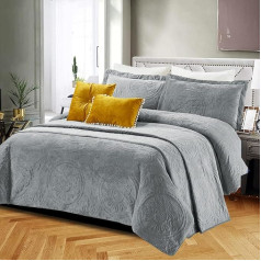 Luksusa drupināts samta stepēts gultas pārklājs Comforter gulta Throw gultas piederumi komplekts Super mīksti segas gultas pārklāji gultas piederumi komplekts Double Grey