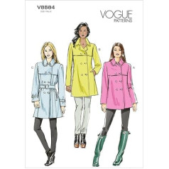 Vogue Patterns V8884 A5 izmērs 6-8-10-12-14 Sieviešu mēteļi un josta