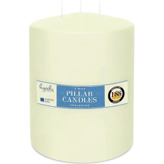 Hyoola Ivory Pillar Candles Liela trīs daktu svece - 15 x 20 cm - Nekoncentrētas lielas pīlādzenes sveces - Sveces degšanas laiks 188 stundas - Liela svece Ražots ES