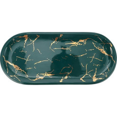 Cabilock Marble Pattern Tray Ceramic Jewelry Organizer Tray Marbled Food Snacks Bowl Multifunctional Jewelry Serving Plate Restaurant Sushi Plate Bathroom Catchall Green