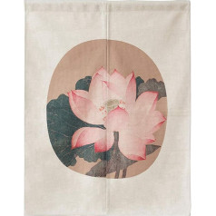 LIGICKY Japāņu stila bieza lina lina Noren Long aizkaru durvju aizkaru aizkaru Room Divider Gobelēns mājas tekstila 85 x 120 cm (ķīniešu Vintage Lotus Flower)