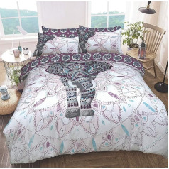 Pieridae Elephant Mandala Reversible Easy Care Hypoallergenic Soft Smooth Duvet Cover Set With Pillow Cases