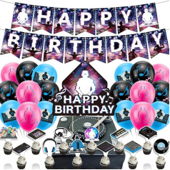 DJ ballīšu rotājumi Mūzika DJ dzimšanas dienas ballītes piederumi Ietver DJ dzimšanas dienas baneri Cake Topper Cupcake Topper baloni Rock DJ ballīšu rotājumi