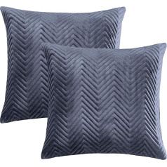 BedLooms Charcoal Velvet spilvenu pārvalki 18x18 collas 2 Pack Unikāls ultraskaņas spilvens Cover Dekoratīvs kvadrātveida mest spilvenu pārvalks dīvānam Dzīvojamā istaba dīvāns ar neredzamu rāvējslēdzēju