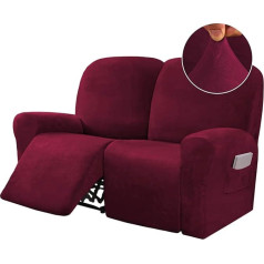 6 gabalu klāja krēslu pārvalki 2 sēdvietas Velvet Stretch klāja krēsls Couch Covers par 2 spilveniem Dīvāns Slipcovers Mēbeļu pārvalki Custom Style Biezs mīksts mazgājams Burgundija