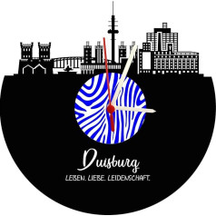 bigcopy e.K. Sienas pulkstenis Duisburg Skyline Zebra Augstas kvalitātes akrila stikla pulkstenis ar kvarca mehānismu