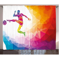 ABAKUHAUS Rustikāls aizkars pusaudžu istabai, bumba, kas trāpa futbola bumbu, guļamistabas aizkars ar cilpām un āķiem, 280 x 225 cm, sarkanīgi purpursarkans