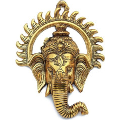 Aditri Creation Ganesha Wall Hanging Metal Ganesh Face with Sun Statue Sculpture Idol Indian Wall Decor Antique Ganpati Statue for Home, Entrance, Temple Decor andgifting (izmērs: 9 collas x 7 collas)