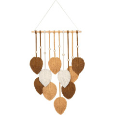 UXORSN Macrame Wall Hanging Khaki Leaf Tassel Tapestry Boho šiks sienas apdare roku darbs austas kokvilnas virves gobelēns estētiska bohēmiskā sienu māksla guļamistabai dzīvojamā istaba birojam