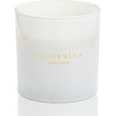 Cocorrína Candle Svece smaržīgā svece stiklā - Clean Linen, deg līdz 110 stundām ar 3 daktīm, dabīga sojas svece, Ziemassvētku dāvanu svece, 1300 g