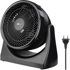 goobay 59516 Jaudīgs grīdas ventilators, diametrs 23 cm (9 collas) / rotējoša oscilācija / 30 W elektromotors ar 3 jaudas līmeņiem / gaisa ātrums 5 m/s, melns