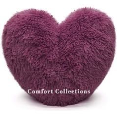 Cuddly Teddy Bear Fleece spilvens Super mīksts 3D sirds formas pūkains pildīts mājīgs silts mājas dekors dāvana mīļotajam Valentīna diena Plūmju 38cm x 38cm