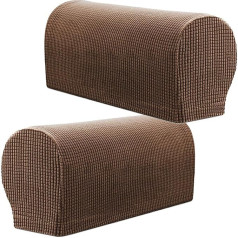 PBIEHSR roku balstu pārvalki, Stretch Armchair Couch Armrest krēsla pārvalki mēbeļu aizsargiem, neslīdošas dīvāna krēsla roku cepures Spandekss poliestera aizsargpārsegi, komplekts no 2 (kafija)