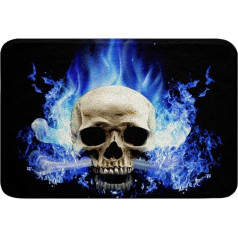 Skull Bath Mat Blue Scary Sugar Skull Skeleton Neslīdošs vannas istabas paklājs Ūdens absorbējošs vannas paklājs 50 x 80 cm vannas duša bērniem pieaugušajiem Gothic Bone Decoration Bath Mat