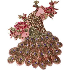 1 x Pērļu Sequin Rhinestone Peacock Embroidery Applique Kāzu kleita Applique apģērbam Violeta