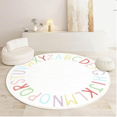 SHIPKEY Round Rugs, Round Play Rugs for Kids, Colored Alphabet Nursery Rug, Nursery Rug, Non-Slip Mat, Carpet for Living Room (6.2 ft)