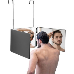 LONTAN 1 Pack 3 Way Mirror 360° salokāms spogulis ar regulējamu augstuma sviru, friziera spogulis, grima spogulis, virs durvīm, 3 veidu spogulis matu griešanai, skūšanās spogulis, dušas spogulis